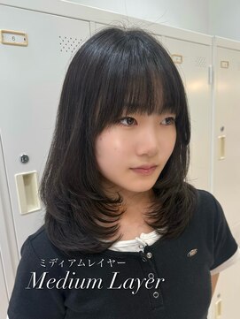 ミニヨン バイ ハピネス 高の原店(mignon by Happiness) ミディアムレイヤー/レイヤー/レイヤーカット/韓国ヘア/顔まわり