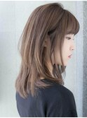 ロングウルフ　透明感アッシュベージュ