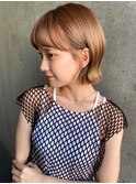 髪質改善カラー艶髪ベージュカラーボブ小顔前髪外ハネボブ銀座