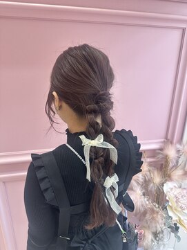 リー 梅田(Lee) 編み下ろし/カチモリ/ヘアアレンジ/三つ編み/韓国/セット/ツイン