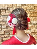 二十歳の集いヘアアレンジ振袖お着付