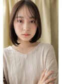■マロンベージュワンカール艶感ストレートボブ37上尾20代30代