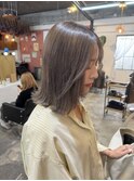 ケアブリーチオリーブグレージュカラー顔まわりレイヤーカット