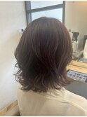 透明感チョコレートブラウンくびれ小顔レイヤーカットミディ
