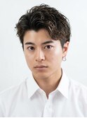 アップバングパーマ×ビジネスショート