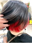 レッドインナーカラー ボブカット