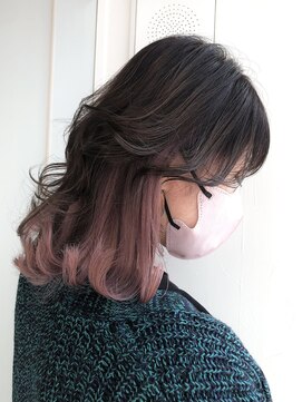 ティサ(Tisa) ウルフレイヤー×インナーカラー ピンググレー