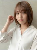 20代30代大人かわいいシースルーバングボブベージュカラー