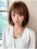 耳かけショートボブ似合わせカット30代40代チェリーブラウン