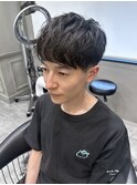 men's/メンズ/ブルーブラック/フェザーパーマ/サーフカール/池袋