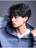 ツーブロック無造作センターパートフェザーパーマ サイド