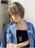 ショート/ハイライト/柔らかベージュ
