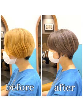 ロンド レグリーズ 立川(Lond leglise) 【山方 直也】マッシュショート×グレージュカラー×耳かけ