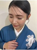 卒業式ヘアメイク　金箔メイク　カチモリヘア　袴ヘアメイク