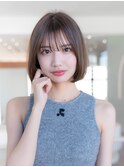 切りっぱなしボブイメチェンナチュラルカラーフルバング卵型小顔