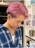 10345秋色刈り上げショートバングピンクヘアーアップバンク