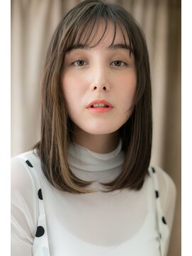 カバーヘア イヴ 戸頭店(COVER HAIR EVE) くすみベージュ細めハイライト黒髪艶感ストレートY戸頭20代30代