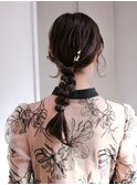 編みおろし 結婚式お呼ばれ ヘアセットヘアアレンジ