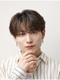 韓国ヘアニュアンスコンマバングセンターパートフェザーパーマ