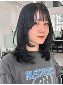 韓国ヘア顔まわりカットミディアムレイヤー堀江