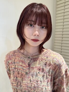 ガーデン 渋谷(GARDEN) レイヤーカット　フェイスレイヤー　ワイドバング　ワインレッド