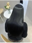 美髪縮毛矯正×透明感カラー黒髪髪質改善艶髪韓国ヘア