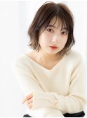 オンブレ耳掛けミストバングミディアムボブパーマn小山20代30代