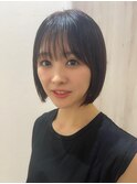 30代髪型 ボブ ショート 前髪カット 韓国風 暗髪