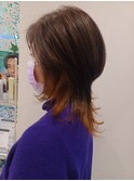 ウルフカット×インナーカラー
