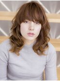 ウルフ外ハネボブイメチェンワイドバング美髪ホワイトブロンド