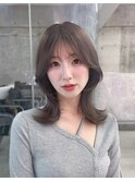 美髪韓国レイヤーイメチェン似合わせチェリーブラウンミニウルフ