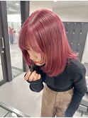 タッセルボブ切りっぱなしボブペールピンクベージュブラウン韓国