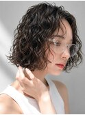 原宿切りっぱなしボブパーマレイヤーボブスパイラルパーマ30代
