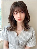前髪パーマ/セミウェットウェーブ/オリーブカラー/大人かわいい