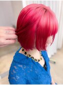 【ルーツカラー】ホワイトピンク×レッドのショートスタイル☆