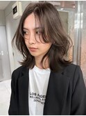 韓国ヘアグレージュカラーブリーチ無し髪質改善イヤリングカラー
