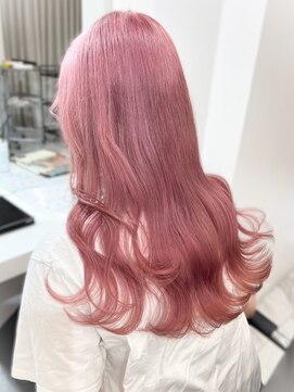 ランテルディ 渋谷(LANTERDIT) 10代20代　ピンクカラー　ケアブリーチ　ロングヘア　カール
