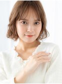 ミルクティーカラーニュアンスパーマミニボブf古河20代30代40代