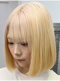 ブロンドベージュ[新宿駅/前髪/アンブレラカラー/イメ チェン］