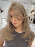 韓国ヘアーハッシュカットレイヤーカットハイライトカラー