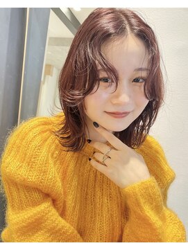 ラミエバイメルト 下北沢(lamie by melt) ボブ顔周りレイヤー小顔カットダブルカラーチェリーレッドピンク