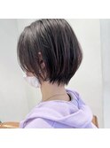 ショートボブ黒髪似合わせカット白髪ぼかし
