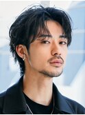 メンズシースルーマッシュニュアンスパーマシャドウパーマテテ風
