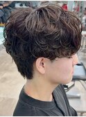 天神メンズパーマシャドウパーマシースルーマッシュウルフゆるめ