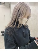逆インナーカラーシルバーベージュアンブレラカラー