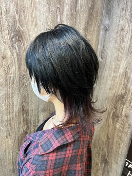 ヘアメイク Y-21 青葉台店 ネオウルフ × インナーカラーピンクパープル