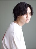 センターパート　ウルフ　メンズパーマ