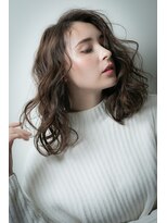 カバーヘアアンドスパ ブリス 浦和(COVER HAIR&SPA bliss)&nbsp;ネイビーグレー大人巻きかきあげソバージュv浦和20代30代40代