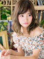 カバーヘア ブリス 大宮西口(COVER HAIR bliss)&nbsp;バレイヤージュ斜めバングエアリーミディh3大宮20代30代40代