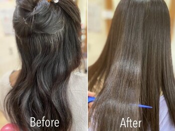 アジュラ(Ajula)の写真/【国分寺】髪に酸性の薬剤使用でダメージレス！艶感たっぷりのナチュラルストレートで触れたくなる美髪へ♪